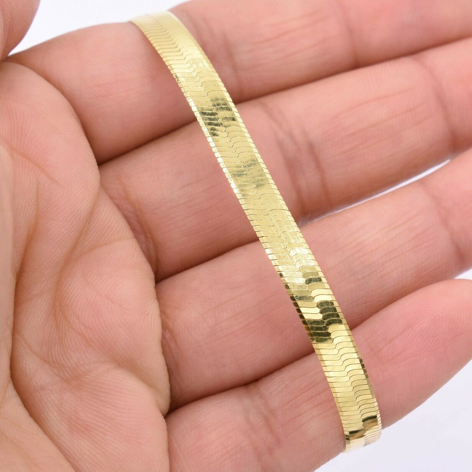 5.3mm Herringbone Chain Bracelet Real 14K Yellow Goldplated Etsy