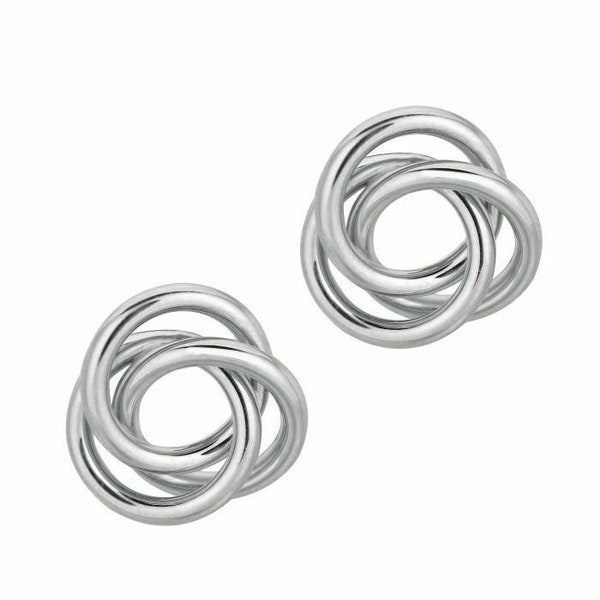 5/8" Polished Loop Knot Stud Earrings 925 Sterling Silver