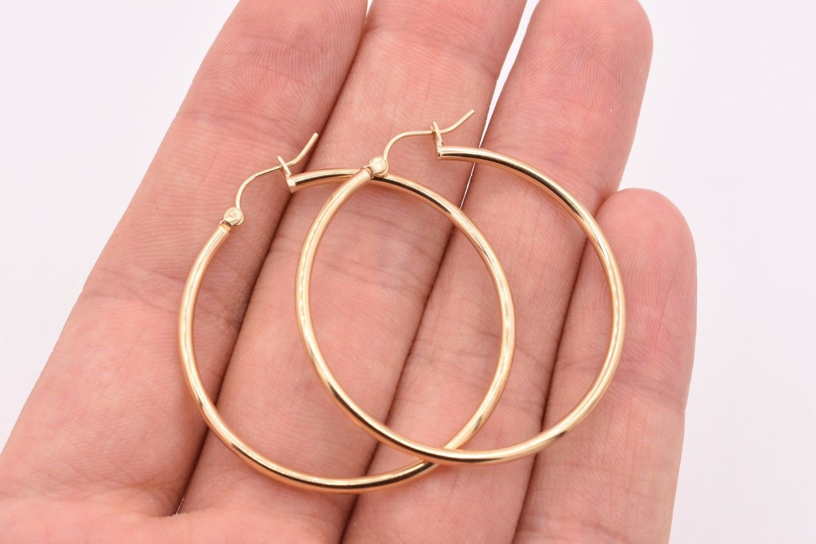 Orecchini A Cerchio In Oro 40 Mm, Metallo, Senza Pietra, Metallo, Senza Pietra : Philip Jones - Foto 10