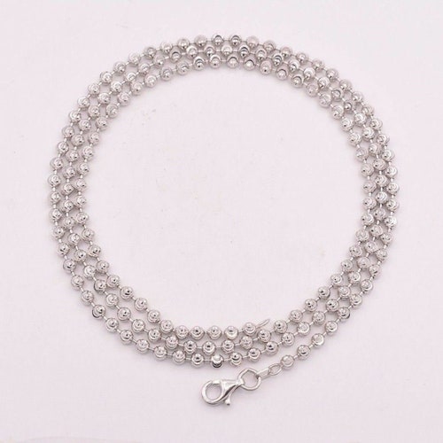 4mm Diamond Cut Moon Cut Ball Bead Chain Necklace Real Etsy