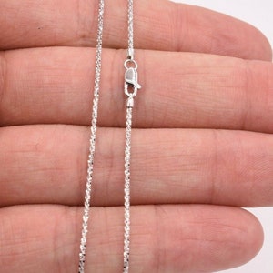 1.10mm Rock Sparkle Twisted Chain Necklace Real Solid 14K All White Gold