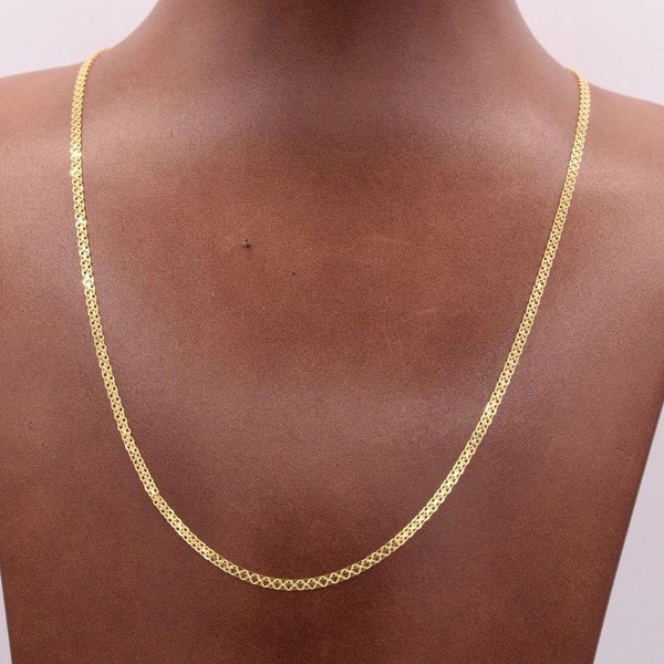 2mm Bismark Bizmark Chain Necklace 14K Yellow Gold Clad Silver 925 ITALY