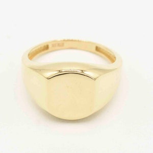 Medium Shiny Signet Ring Real Solid 10K Yellow Gold All Sizes