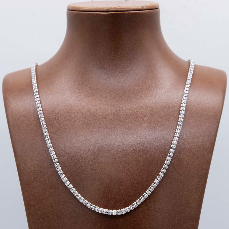 3.3mm Diamond Cut Ice Chain Link Chain Necklace Real 10K White Gold All Sizes image 1