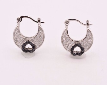 【STONEHENgE】Silver Material Heart Cubic Earrings SC1628 StoneHenge Silver Heart Earrings H0155 Silver 925 Cubic