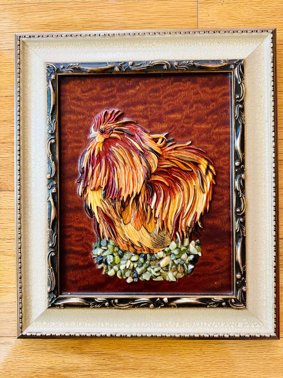 Cochin Chicken, 11.5x13.5 Fine Art, Inlay Wood Picture, Home Decor Wall ...