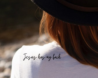 Jesus Has My Back Christian Graphic Tshirt with Cross - Faith Bible Verse Tee for Women - Christian Religious Shirt - Sunday Church Outfit