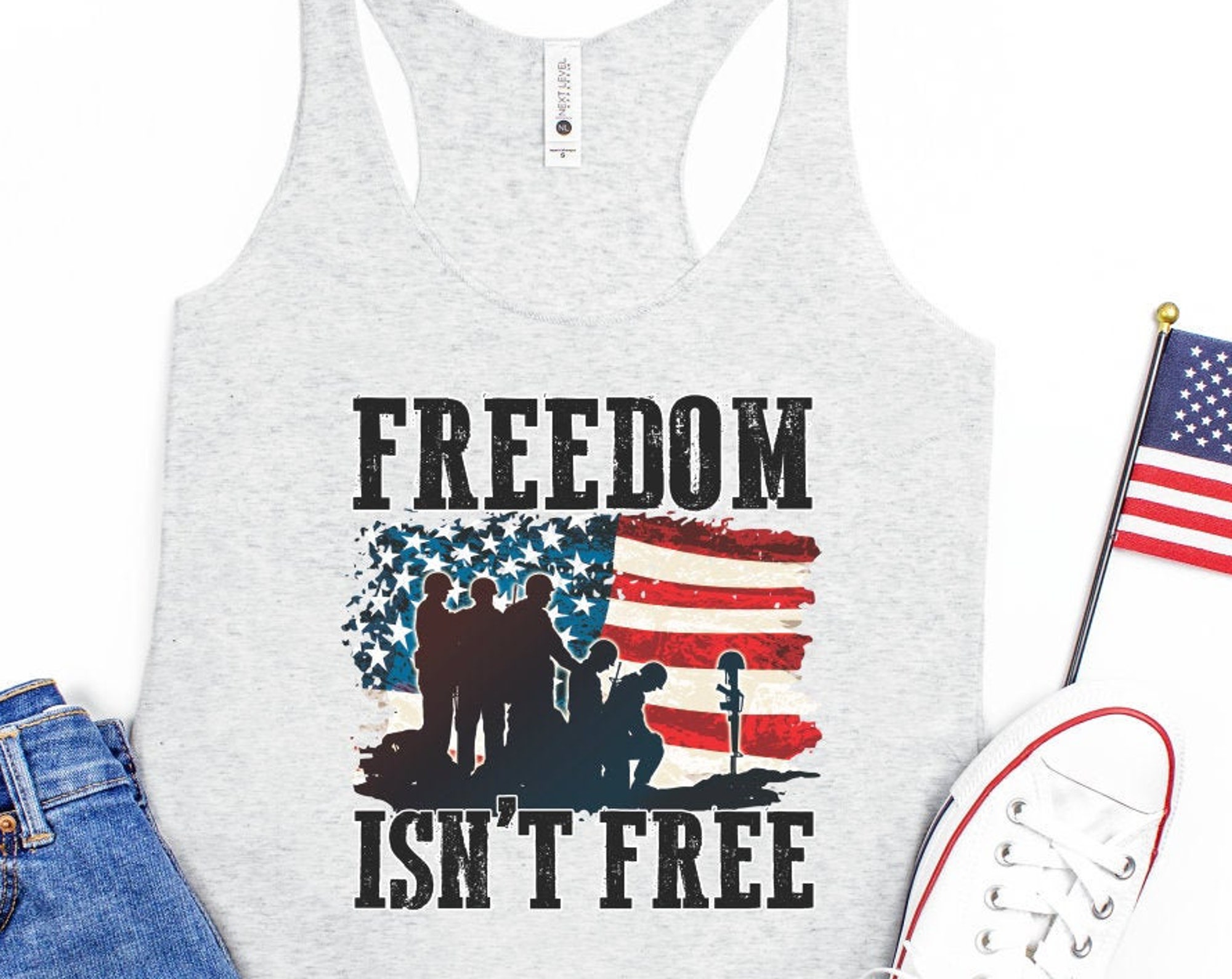 Discover Freedom isn't Free, Fourth of July graphic tank top