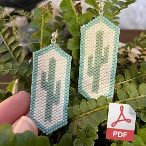 Desert bloom Cactus brick stitch earring pattern PDF only
