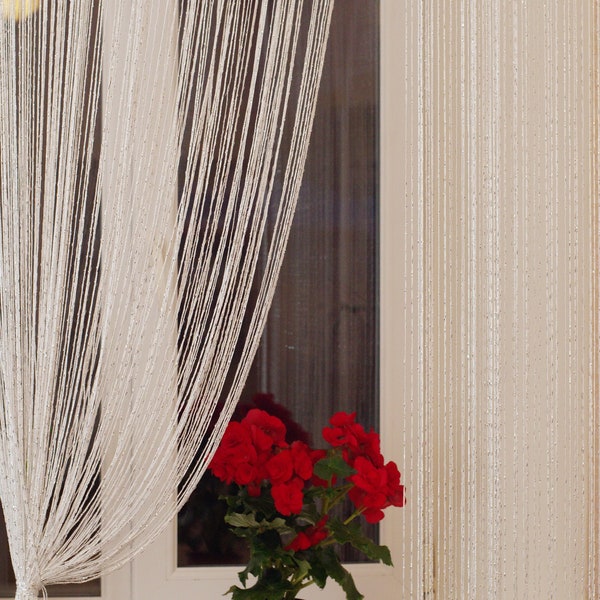 Thread curtains Lurex 3mx3m. Thread curtain. Doorway curtain. Curtain with lurex. Window treatment Room divider curtain Wedding decor.