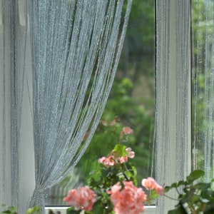 Window curtain, Thread curtain, Room divider, Sheer curtains, Door curtain window treatment, Thread Curtain Lurex 118&quot;х112&quot; (3mх2,8m)