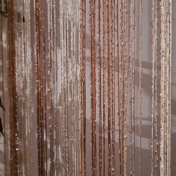 Thread curtain. Room divider. Curtain with lurex window treatment. Room divider curtain Wedding decor Lurex Curtain thread 3mx3m