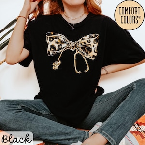 Comfort Colors® Coquette Nurse Shirt, Leopard Print Stethoscope Bow, Custom Oversized T-Shirt  | Personalized Gift for Healthcare Worker