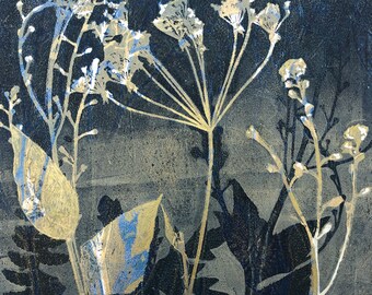 Cow parsley monoprint, unique, signed art print