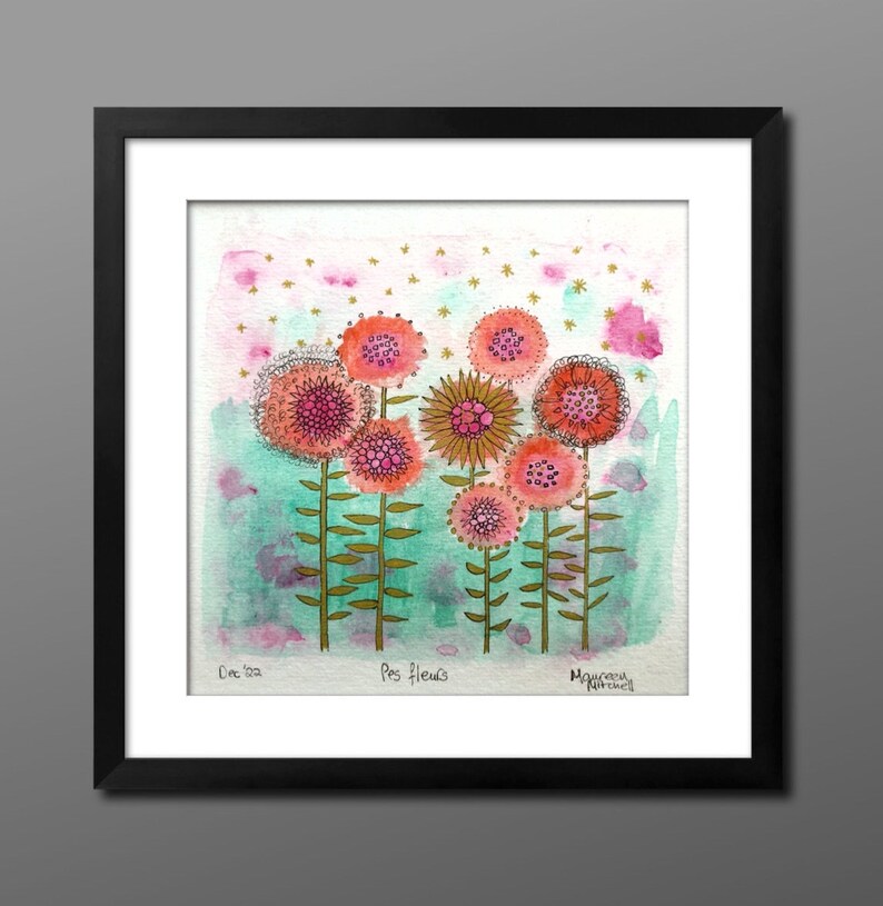 Floral design original acrylic watercolour image 2