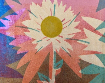 Sunflower handprinted monotype card