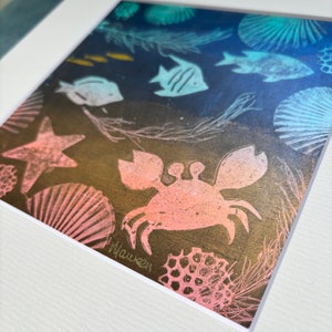 Sealife monotype art print 2: signed, unique, handprinted image 3