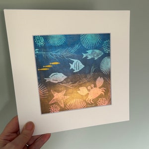 Sealife monotype art print 2: signed, unique, handprinted image 4