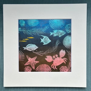 Sealife monotype art print 2: signed, unique, handprinted image 2