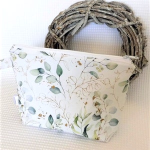 Kosmetiktasche Brauttasche Kulturtasche für Damen Kulturbeutel Muttertagsgeschenk Make up Tasche floral Eukalyptusmotiv Geschenk Geburtstag