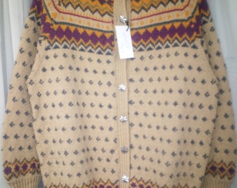 new hand made womens norwegian cardigan