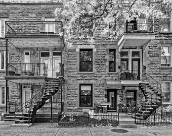 Montreal Staircases #8; outdoor staircases famous in the city&#39;s old neighborhoods; used for both duplex apartments and triplex apartments