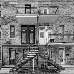 Montreal Staircases #5; outdoor staircases famous in the city&#39;s old neighborhoods; used for both duplex apartments and triplex apartments