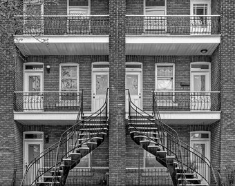 Montreal Staircases #4; outdoor staircases famous in the city&#39;s old neighborhoods; used for both duplex apartments and triplex apartments