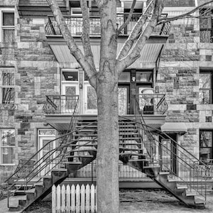 Montreal Staircases #7; outdoor staircases famous in the city&#39;s old neighborhoods; used for both duplex apartments and triplex apartments
