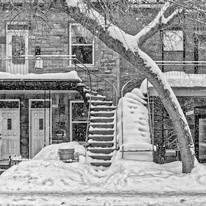Montreal Staircases #3; outdoor staircases famous in the city&#39;s old neighborhoods; used for both duplex apartments and triplex apartments