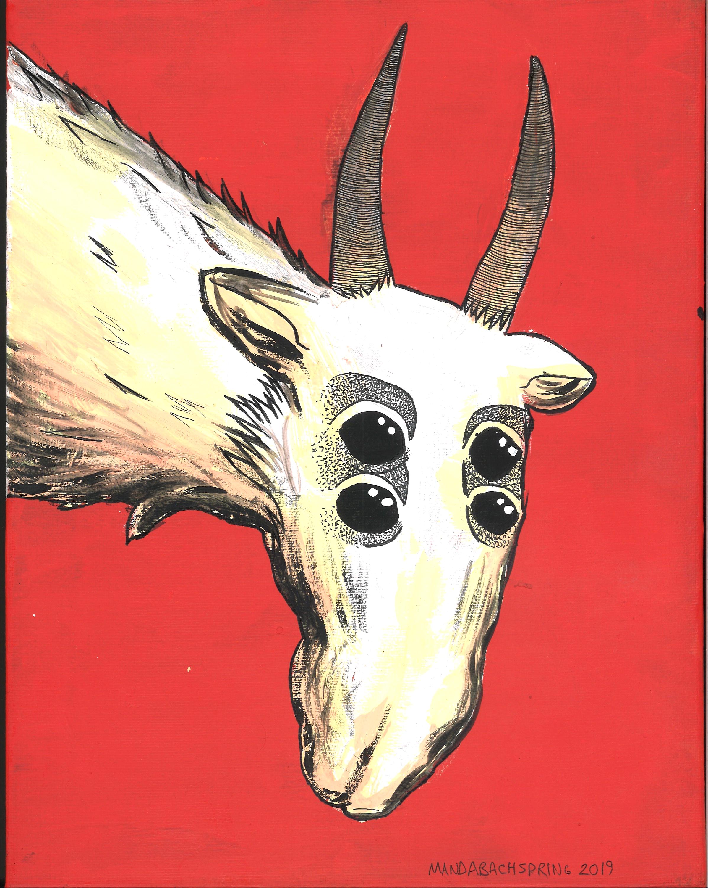 Saiga on Red Art Print Drawing Illustration Antelope Alien Creature ...