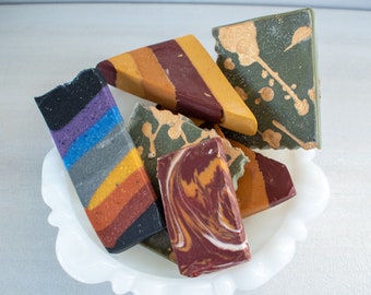 Five Assorted Bar Soap Ends, Sample Pack, Artisanal Handmade Handcrafted Cold Process, Sampler, Birthday Teacher Healthcare Gift Favors