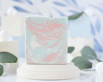 Pink Salt and Water Lily, Artisan Handcrafted Handmade Soap Bar, Gift, Eco Friendly Packaging, Summer, Fresh, Unisex Birthday Friend Present