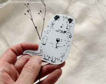Drunk Possum Sticker: Matte Vinyl Trash Friend
