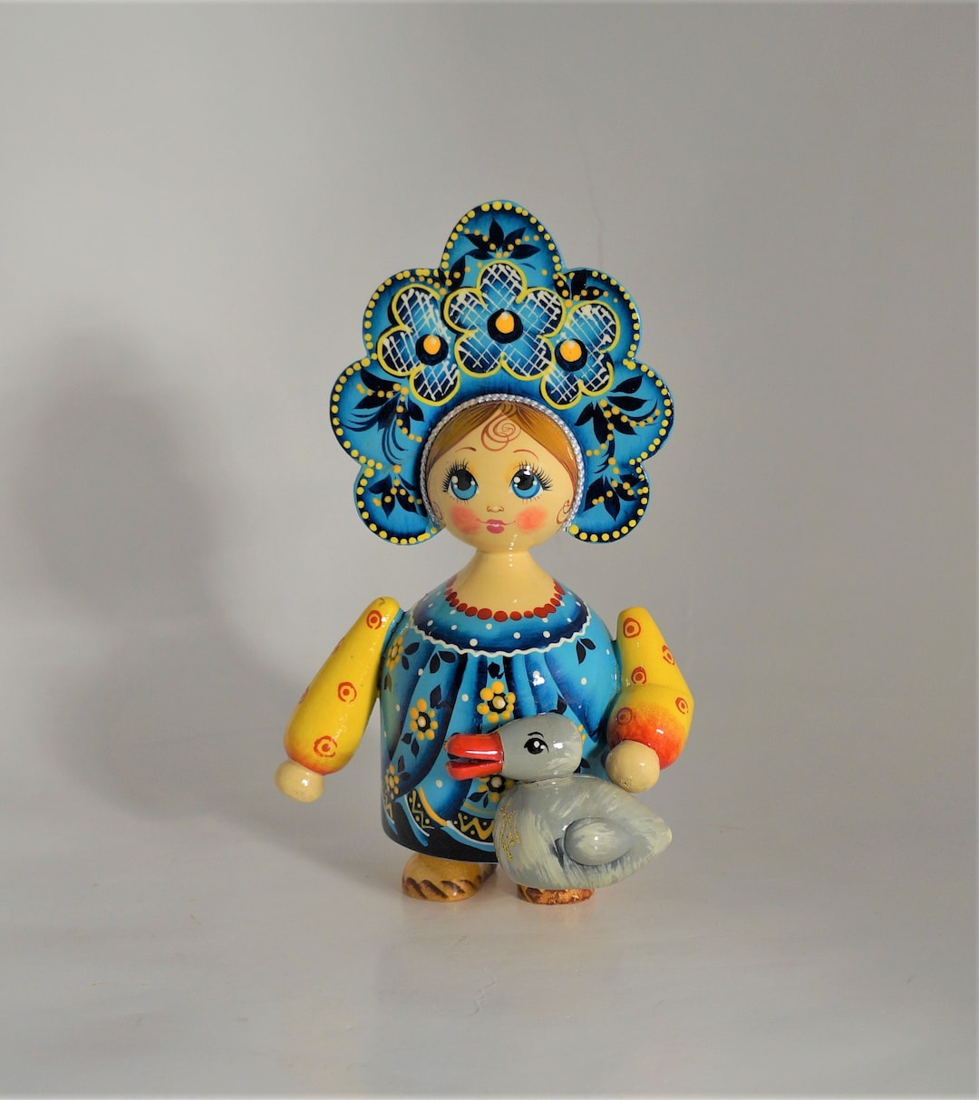ロシアの民族衣装を着た木彫りと手描きの人形、高さ8フィート - Etsy 日本