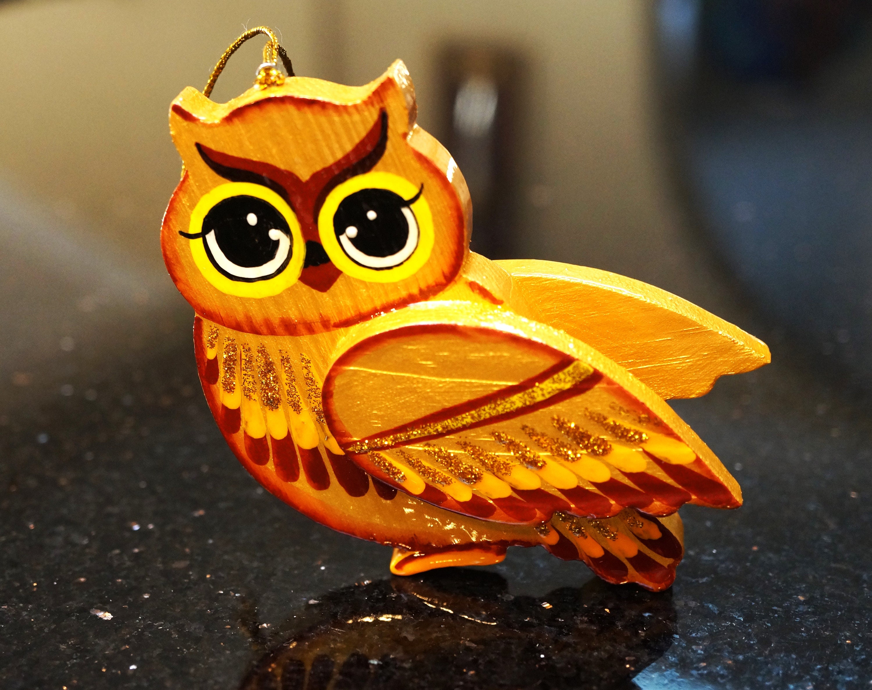 木製彫刻のフクロウのロシアのクリスマスオーナメント1組 - Etsy 日本