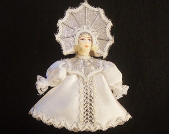 Collectible Ornament Russian  Porcelain Doll  3.5" Tall