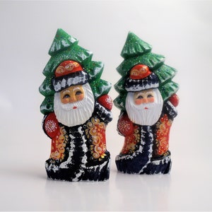 Ass.(One)  Wood carved Hand painted Russian Santa Ded Moroz 8&quot; Tall