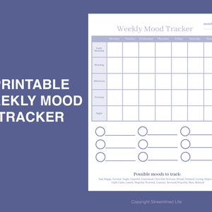 Feuille de calcul numérique/imprimable Mood Tracker, Daily Mood Tracker, Mood Journal, Mood Chart, Feelings / Emotion Tracker, Mood Log