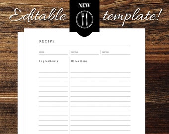 cookbook template etsy