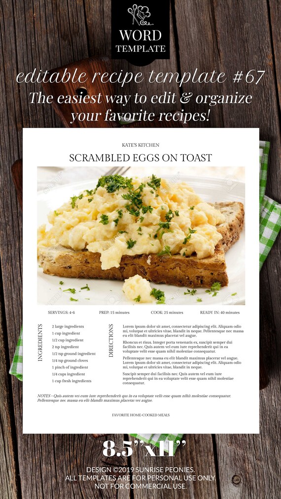 Cookbook Recipes Template from i.etsystatic.com