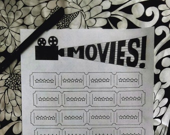 Download digitale Tracker di film minimalista Registro di film per Bullet Journal
