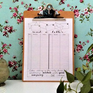 DESCARGA DIGITAL Rastreador de escritura de cartas para Bullet Journal Diseño minimalista en blanco y negro Correo y correspondencia