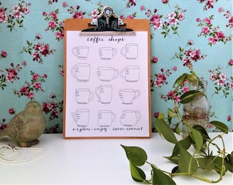 DOWNLOAD DIGITALE Pagina del diario proiettile minimalista Coffee Shop Tracker