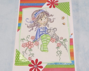 Birthday card girls, children's birthday, voucher card for girls