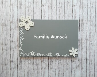 Door sign, family sign, personalizable, grey white