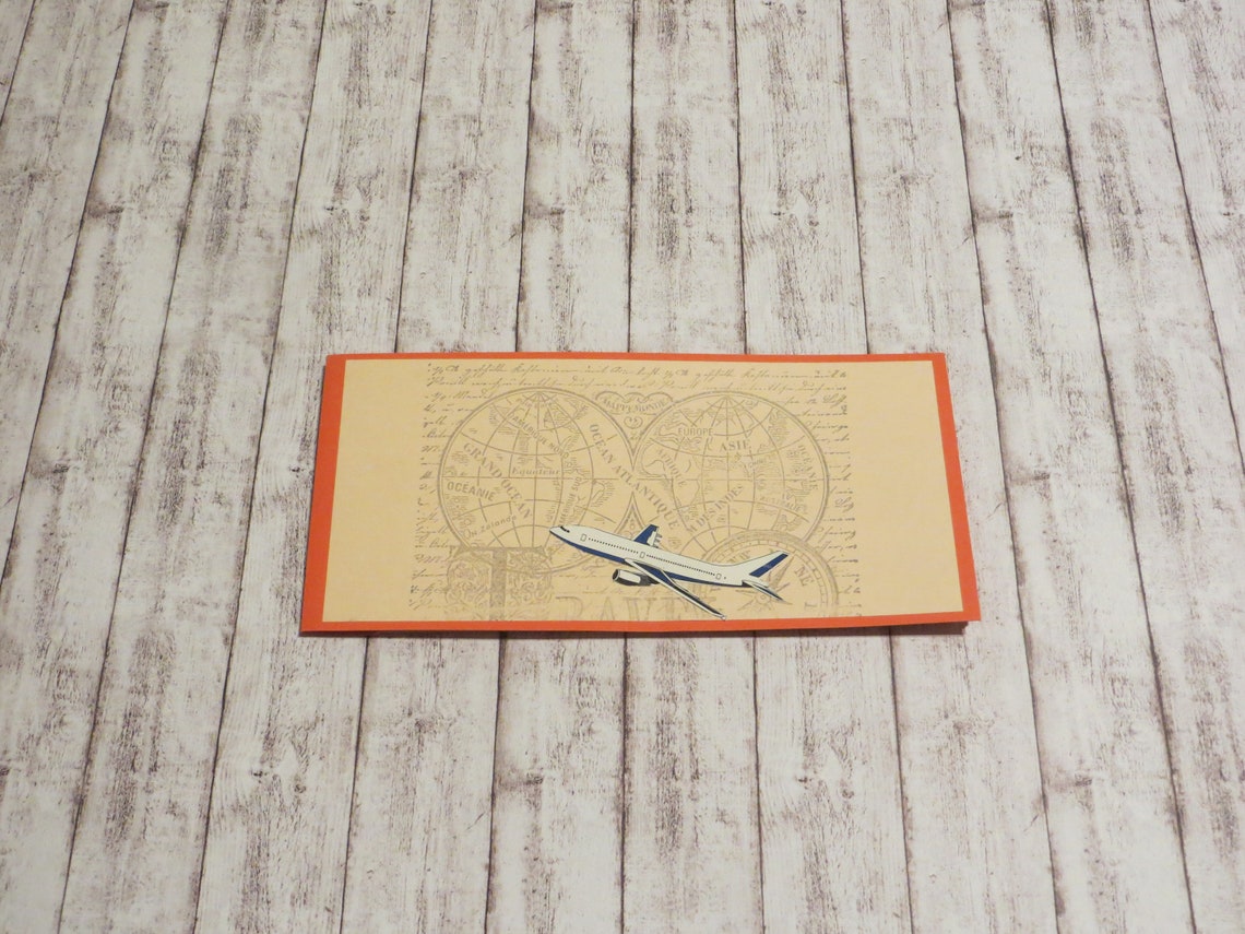 Voucher card for a flight ticket travel money gift wedding