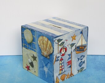 Money box maritime, wooden money box, vacation