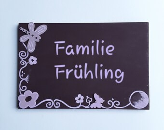 Door sign, family door sign, customizable, purple violet