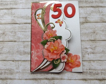 Birthday card 50th birthday, round birthday, golden wedding